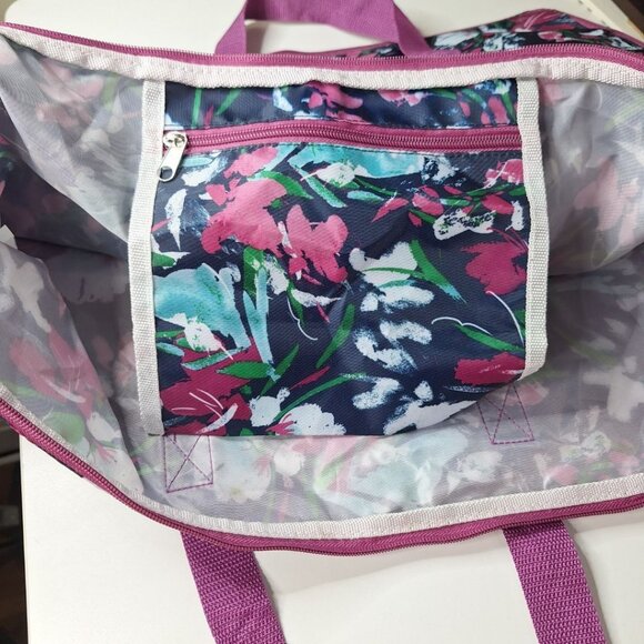 Folding Bag Tote Zipper Pouch Lightweight Beach Blue Purple - Picture 9 of 12